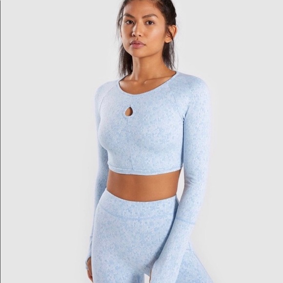 Gymshark Fleur Baby Blue cropped top - Picture 1 of 3